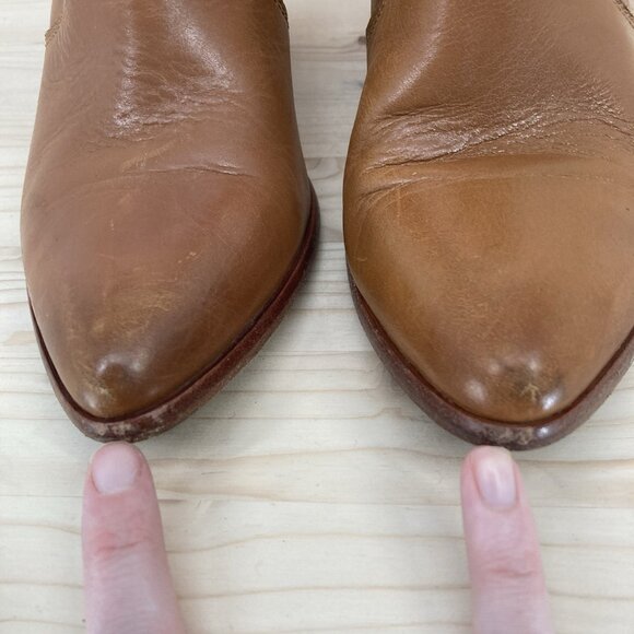 Frye Jennifer Ankle Booties Women Sz 7 Brown Leather Pointed Toe Western Boho - Picture 9 of 13